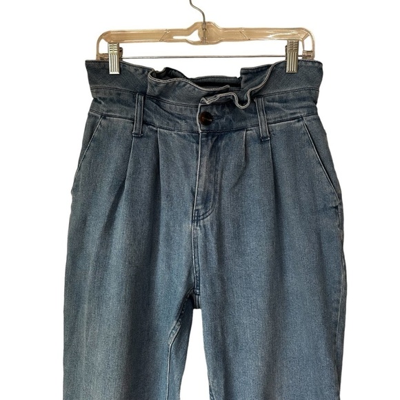 High Waist Baggy Barrel Jeans, Ruffle Waist, size 6 - Picture 2 of 6